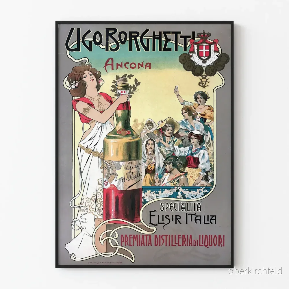 Vintageaffisch Ugo Borghetti Ancona för väggdekoration
