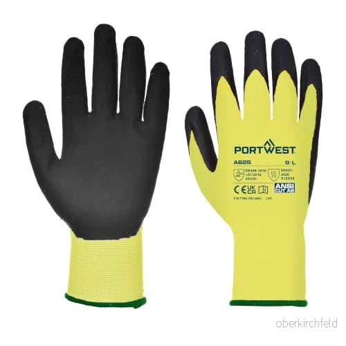 Portwest A625 Vis Tex Skär Resistent Handske, Regelbunden, Storlek M, Gul/Svart 5036108217144