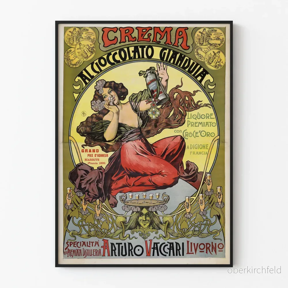 Vintageposter Crema al Cioccolato Gianduia – Elegant väggdekoration Art Nouveau
