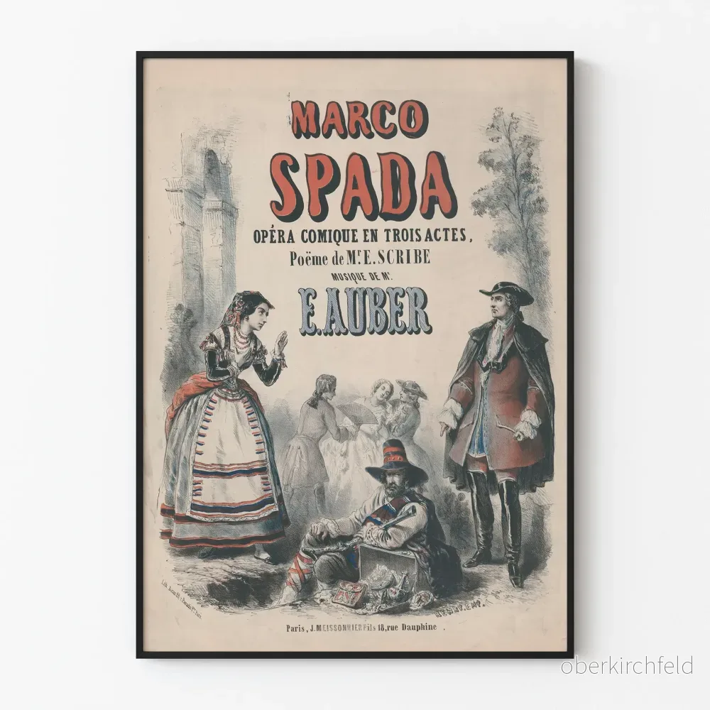 Vintageposter av Marco Spada, Opéra Comique i 3 akter