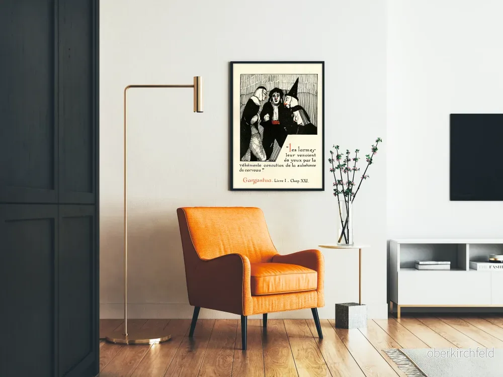 Illustrerad poster Gargantua Kapitel XXI - Litterär citat i svart och rött - Bild 2