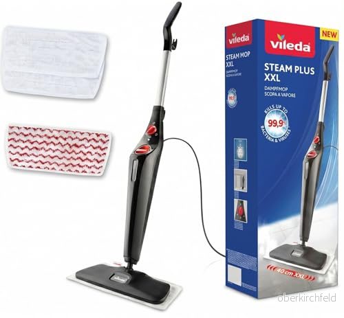 Vileda Steam Plus XXL ångrengörare, PowerPad, Effektiv rengöring av stora ytor, Tar bort 99,9% bakterierna 4023103229761