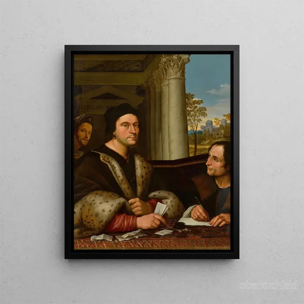 Målning av Ferry Carondelet 1473-1528 med sina sekreterare - Efter Sebastiano del Piombo | Konsttryck
