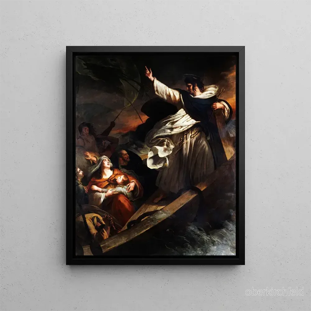 Målning av Saint Thomas d'Aquin predikar förtroende för Gud under stormen - Ary Scheffer | Konsttryck