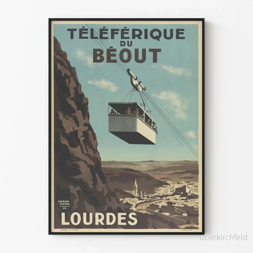 Vintageposter av Béout-färjan i Lourdes - Retro väggdekoration