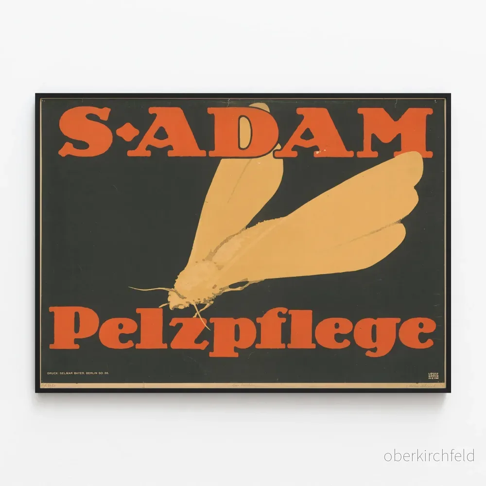 Vintageposter S-Adam Pelzpflege med kontrasterande färger