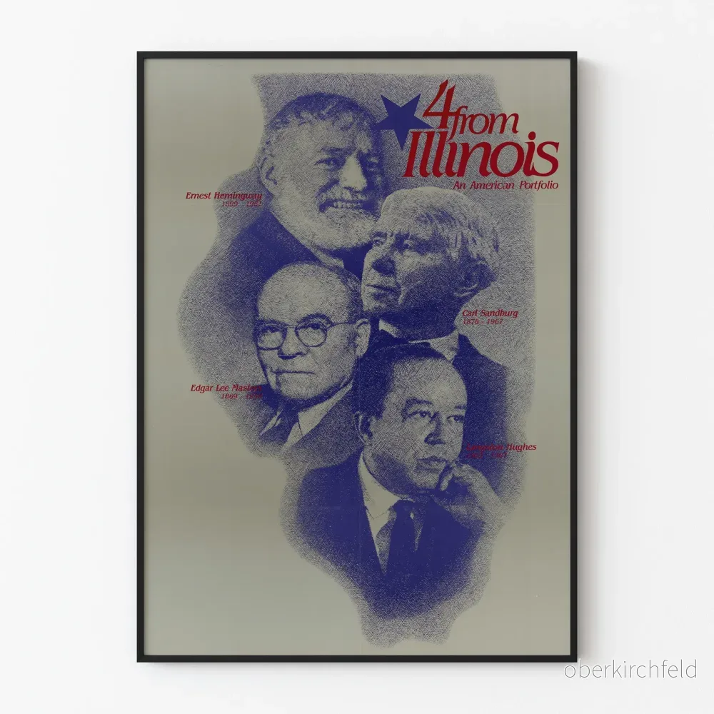 Vintageposter 4 från Illinois - Amerikanska litterära porträtt