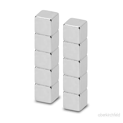 Maul Neodym Kubmagnet, Hög Vidhäftningsförmåga För Mångsidig Användning, Magnet Stark Med Elegant Och Modern Design, 10 x mm, Pack, Ljussilver 4002390083447