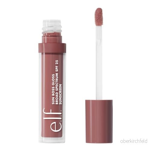 e.l.f. Sun Boss Gloss SPF 25, pigmenterat läppglans för en högglansig finish, fuktgivande och närande formel, vegansk djurförsöksfri, It's Your Mauve 609332821248