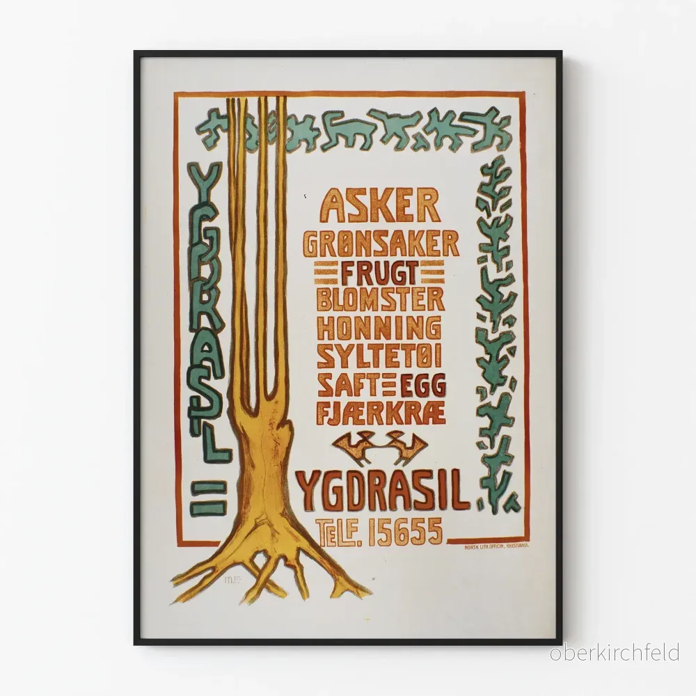Vintageposter Yggdrasil - Skandinavisk väggdekoration natur