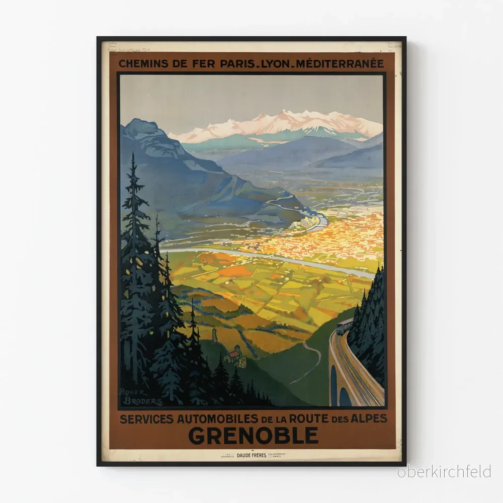 Vintageposter Grenoble Tjänster Automobilväg Alpvägen