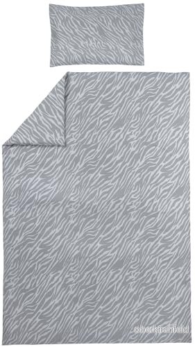 Meyco Home Zebra sängkläder för 1 person (bomull, material som andas, lättskött, praktisk vikremsa, mått: 140 x 200/220 cm), grå 4054703437447