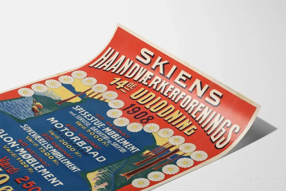 Vintageposter 1908 - Skien Hantverksförenings lotteri - Bild 3