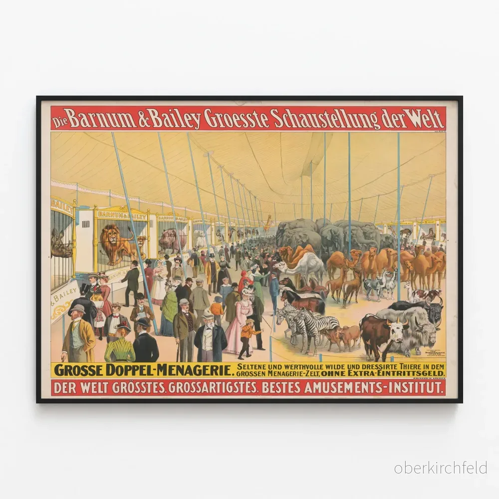 Vintageposter Barnum & Bailey Stora Ménagerie Exotiska Djur