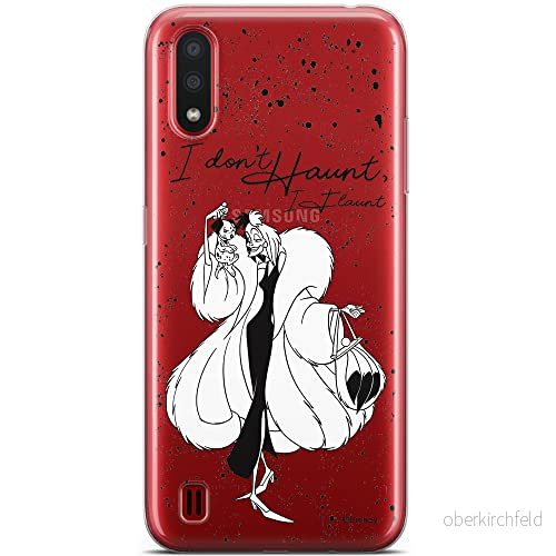 ERT GROUP mobiltelefonfodral för Samsung A01 originalt och officiellt licensierat Disney mönster Cruella and Puppy 001 optimalt anpassad till formen på mobiltelefonen, gedeeltelijk transparant 5904805429675