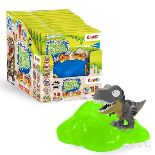 CRAZE Dinorex Magic Slime Bag Surprise, 18 påsar med 75 ml slumpmässiga färger slajm dinosaurie överraskningsfigur, för barn 4059779056165