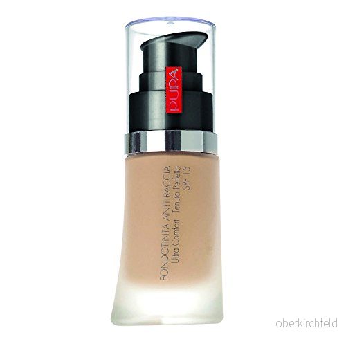 Pupa flytande smink ingen överföring (färg: ljusbeige) med perfekt hållbarhet och total komfort, långvarig, vattentät fuktbeständig, SPF 15 (30 ml) 8011607094547