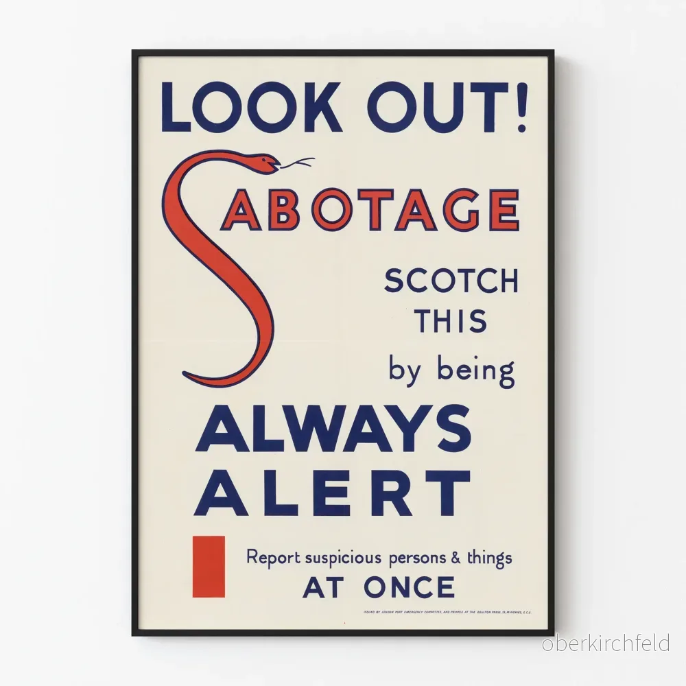 Vintageposter Look Out Sabotage - Retro väggdekoration Artem Legrand