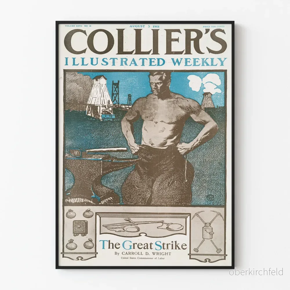 Vintageposter Collier's Illustrated Weekly The Great Strike 1901