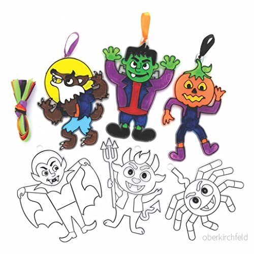 Baker Ross FE775 Halloween solfångardekorationer paket med 10, solskydd för barn att dekorera och visa, skapa dina egna trädgårdsdekorationer 5051174122819