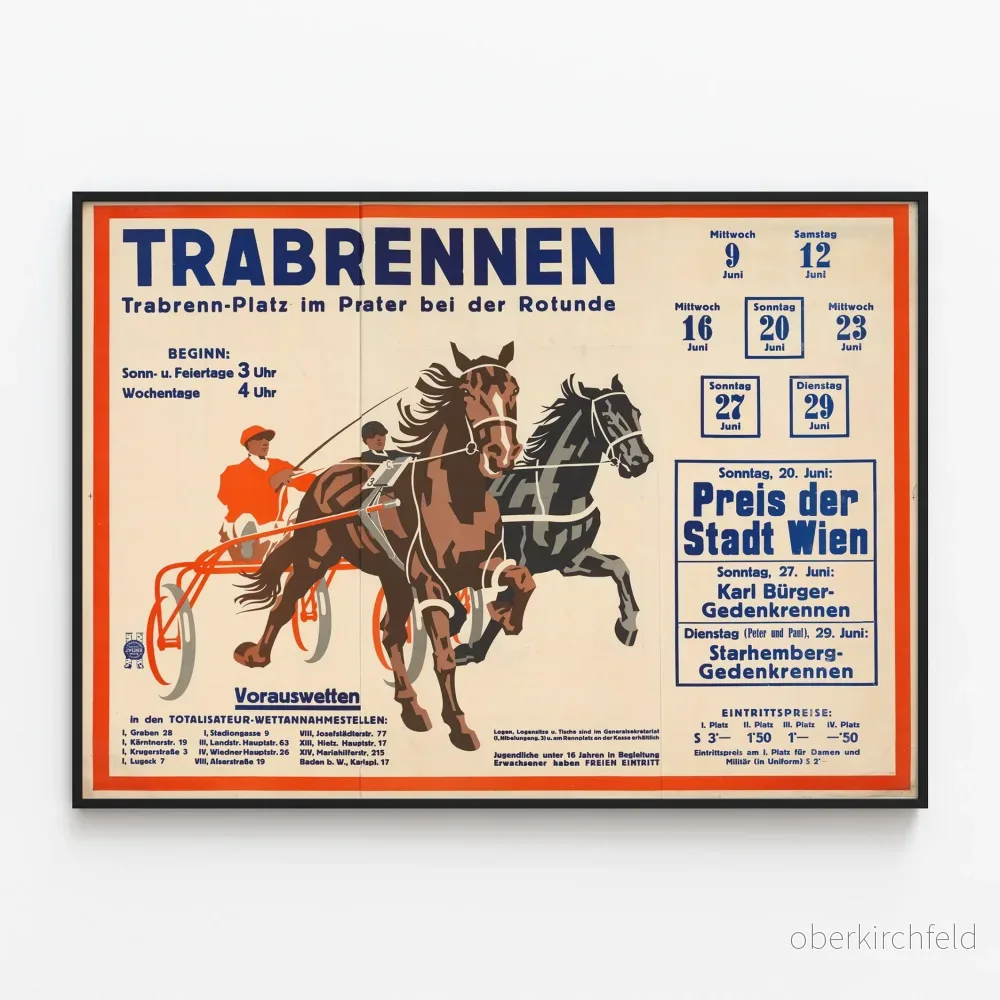Vintageaffisch för travlopp vid Prater i Wien