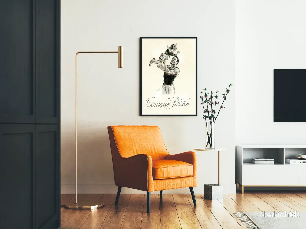 Vintage affisch Tonique Roche - Illustration av man och barn - Bild 2