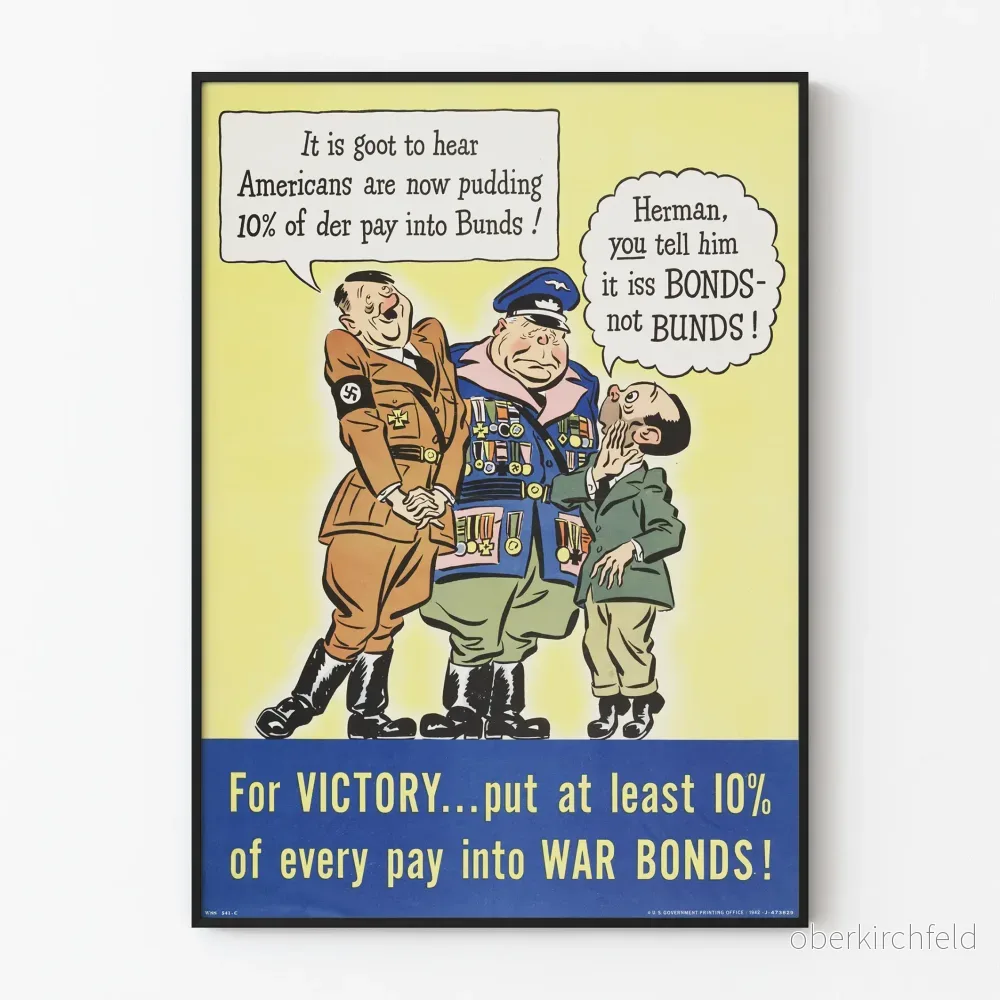 Vintageposter för krigsobligationskampanjen - Historisk väggdekoration