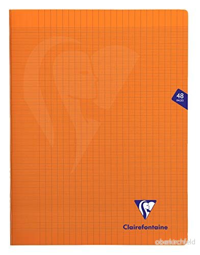 Clairefontaine 383311C en uppsättning med 10 orange Mimesys häftade anteckningsböcker 24 x 32 cm 48 sidor stora rutor 90 g vitt papper polyproomslag 3663619044222