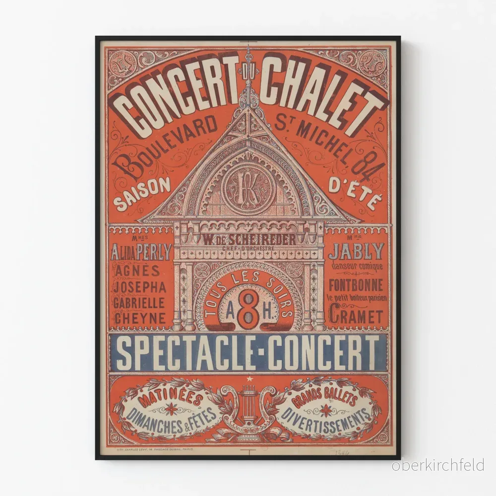Vintageposter för konsertföreställning Chalet boulevard St Michel