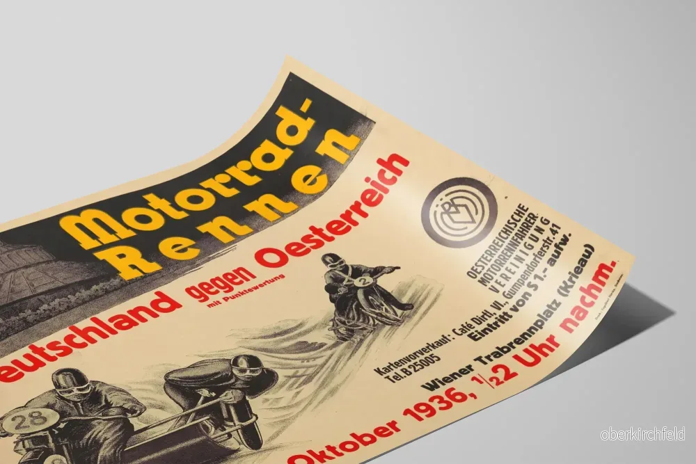 Vintageaffisch Motorkurs Tyskland vs Österrike 1936 - Bild 2