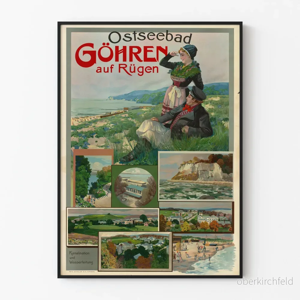 Vintage inredningsposter av Ostseebad Göhren på Rügen Vintage inredningsposter av Ostseebad Göhren på Rügen