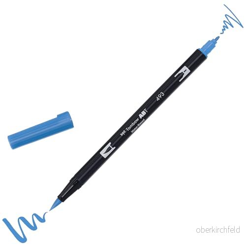 Tombow ABT 493 fiberpenna dubbla borstar penna med två spetsar, reflex blue 4901991901658