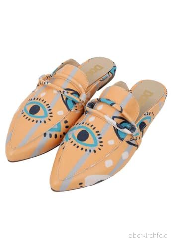 DOGO Kvinnor Läder Vegan Orange tofflor See You Pattern, Material: Polyester, 38 EU 8680544271160