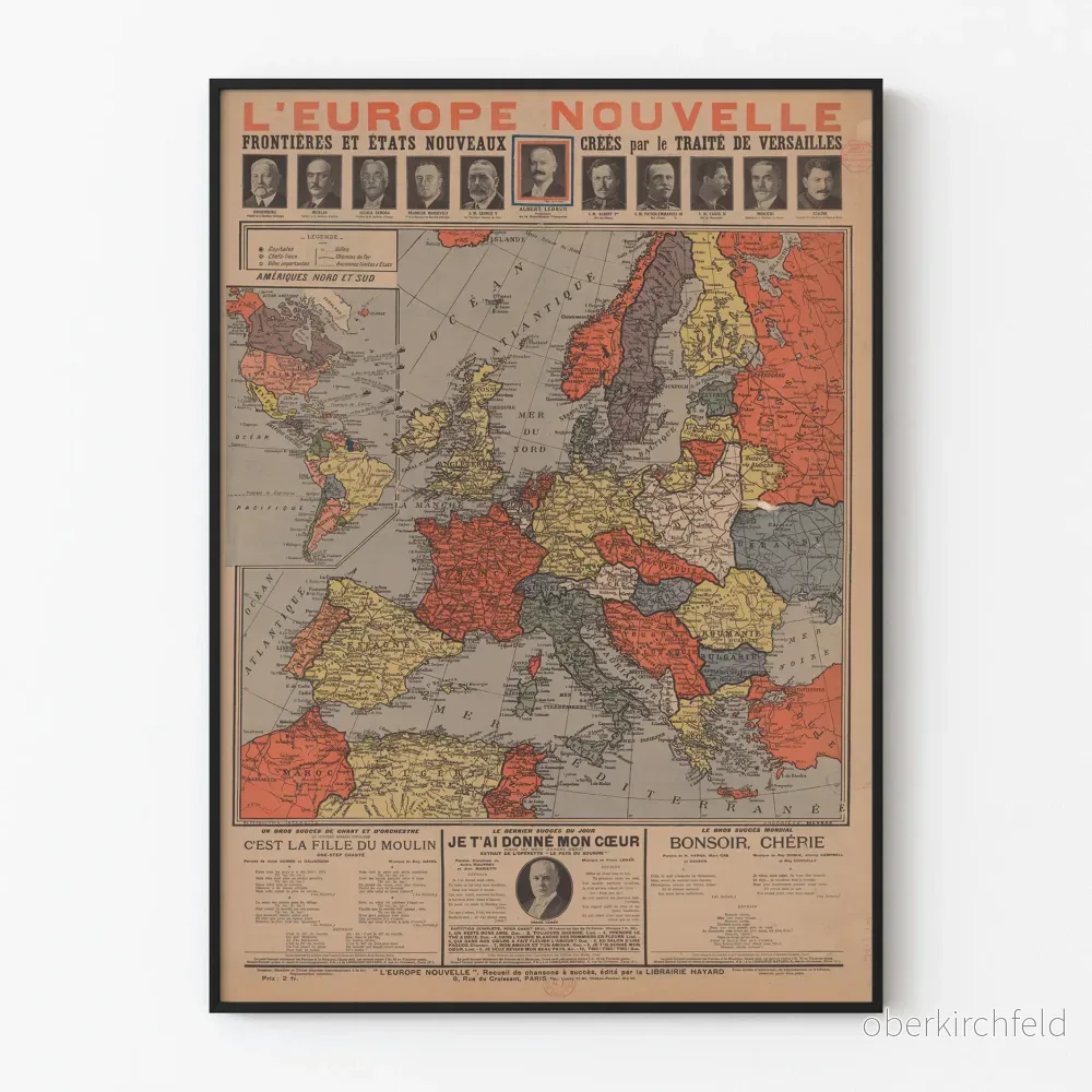 Vintageaffisch Europa – Nya gränser och stater i Versaillesfördraget Vintageaffisch Europa – Nya gränser och stater i Versaillesfördraget