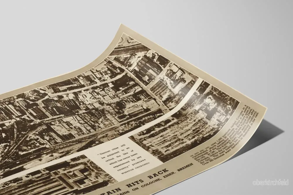 Vintageposter från 1942 med brittiska bombningar över Köln - Historisk väggdekoration - Bild 2