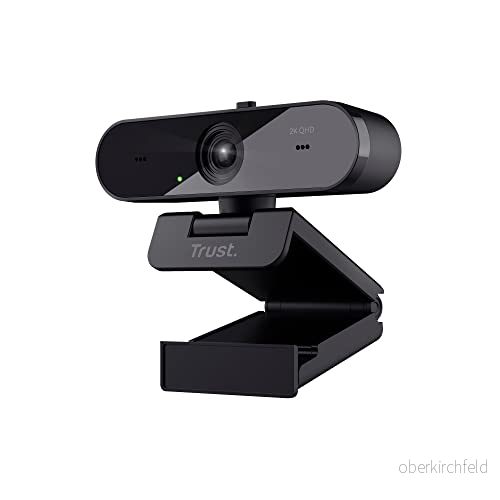 Trust Taxon 2K QHD webbkamera tillverkad av 85% återvunnen plast, 2560 x 1440 p webbkamera, integritetsslutare, autofokus, vidvinkel, stereo dubbel mikrofon, USB för PC, bärbar dator, Mac, 8713439247329