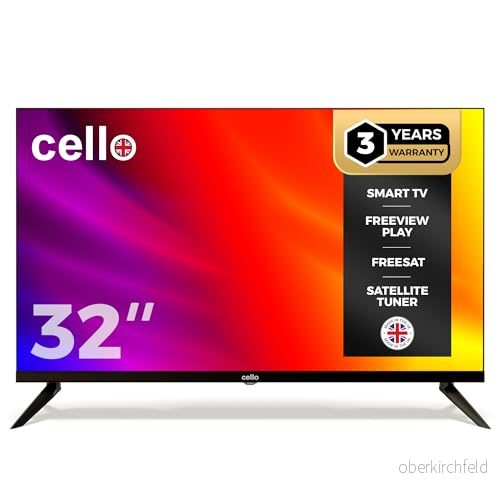 CELLO 32" Smart TV LG WebOS HD Ready Fernseher med trippeltuner S2 T2 FreeSat Bluetooth Disney+ Netflix Apple + Prime Video 5060750402542