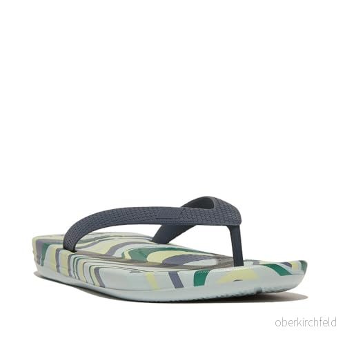 Fitflop iQUSHION Kids Junior Swirly Ergonomic Flip Flops, Sandal, Blue, 35 EU, Blå, EU 197533391184
