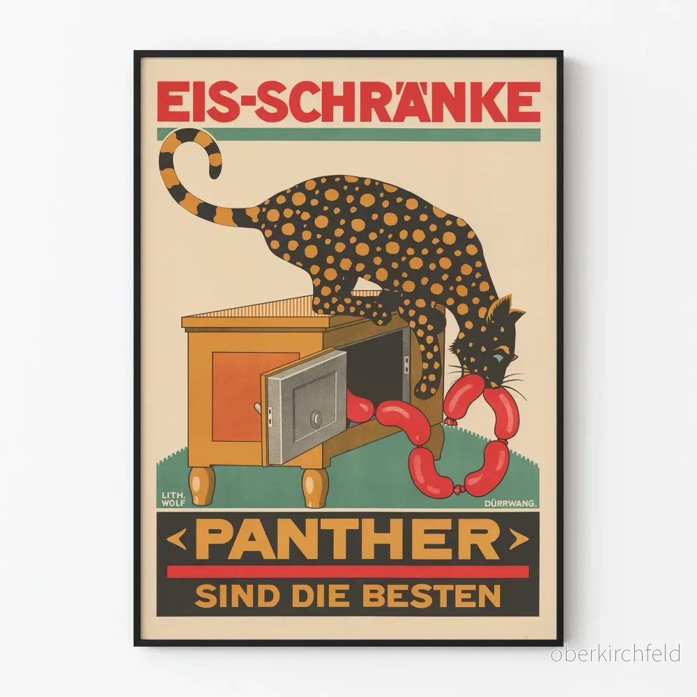 Vintageposter Panther Eis-Schranke väggdekor djurmotiv Vintageposter Panther Eis-Schranke väggdekor djurmotiv