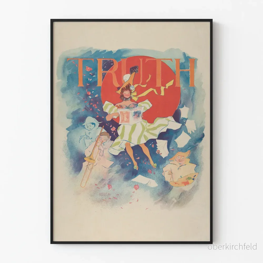 Vintage dekorativ poster Truth med figurer och konstnärliga element