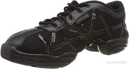 Capezio Dam vävda sneakers Mary Jane halvskor, svart patent, 36 EU 52931917865