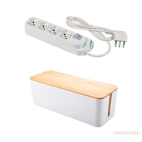 FANTON 484205S B Multiuttag kit + box 4 uttag dubbelsteg schuko 2P+T 16A kabel 3 m. 3G1 H05VV F Italiensk lagkontakt självlysande bipolär strömbrytare med skrivbordslåda 8015450202043