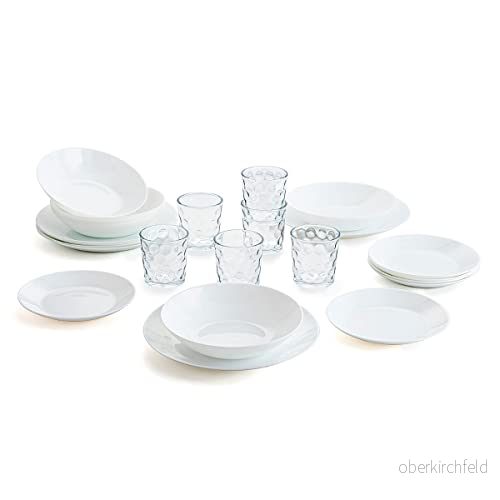 Arcopal Komplett vit servis set för 6 personer, 18 delar med glas 26 cl, opal, enkel, 19 8414793660228