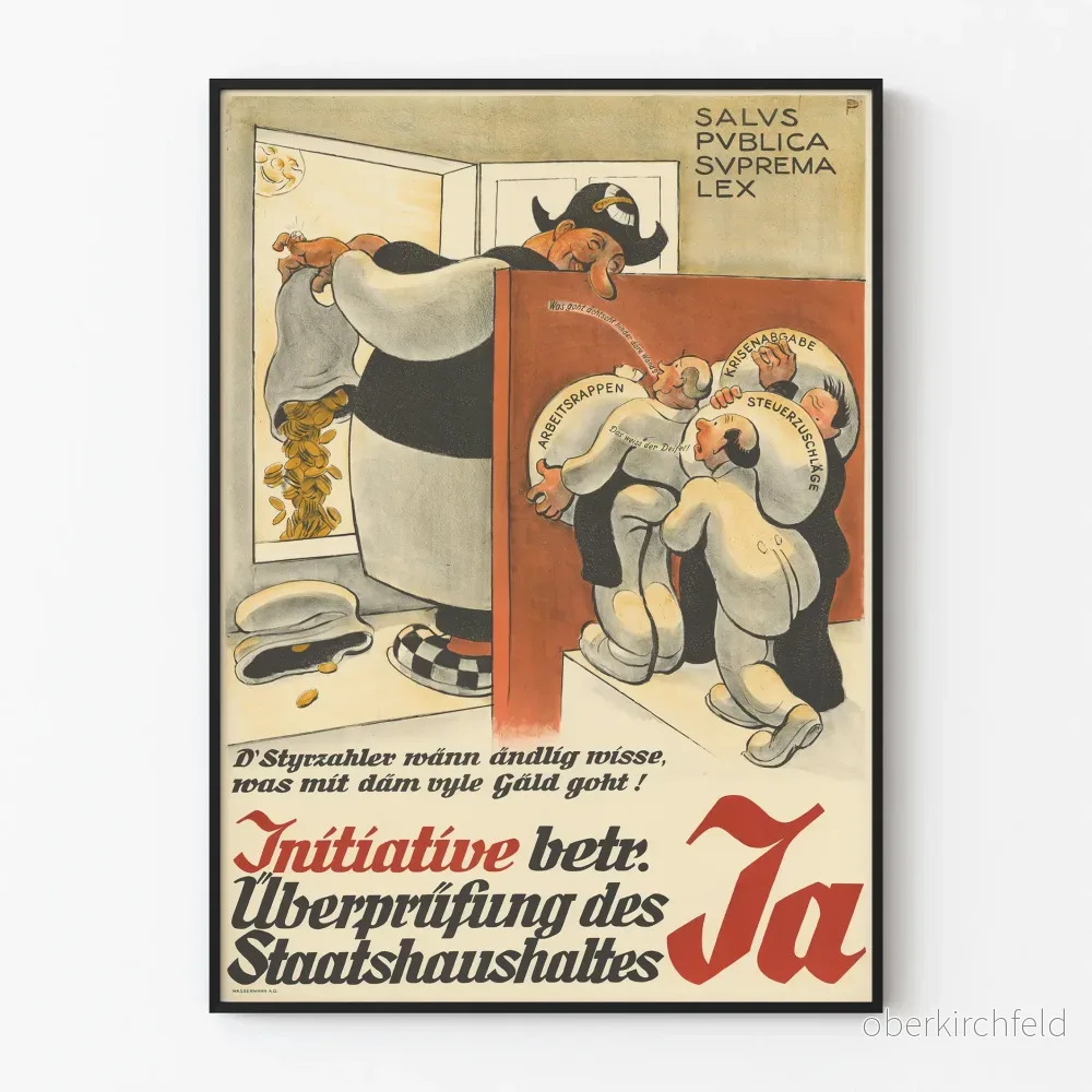 Vintage tysk politisk poster för initiativet för kontroll av offentliga finanser
