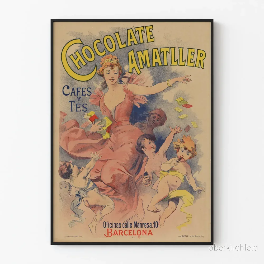 Vintageposter Chocolate Amatller Kaffe och Te - Retro Väggdekoration