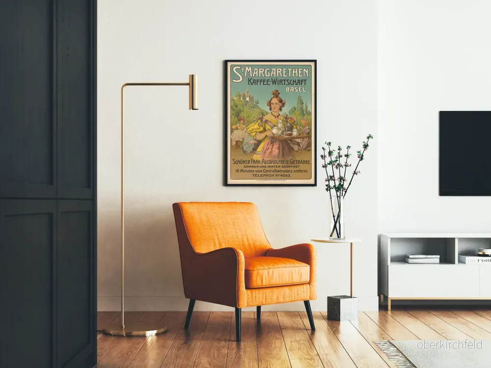 Vintageposter St Margarethen Kaffee-Wirtschaft, väggdekoration café Basel - Bild 2
