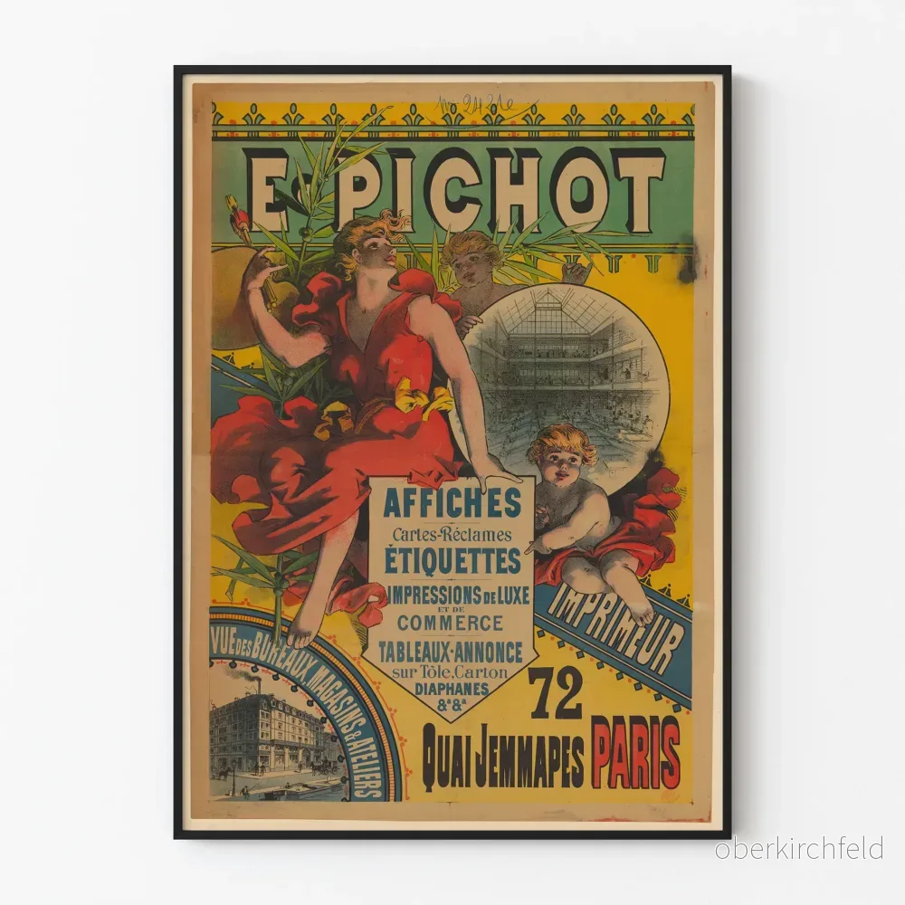 Vintageposter E. Pichot Impression och Publicitet i Paris