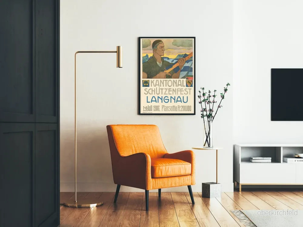 Vintageposter för Kantonal skyttemästerskap i Langnau 1906 väggdekoration - Bild 2