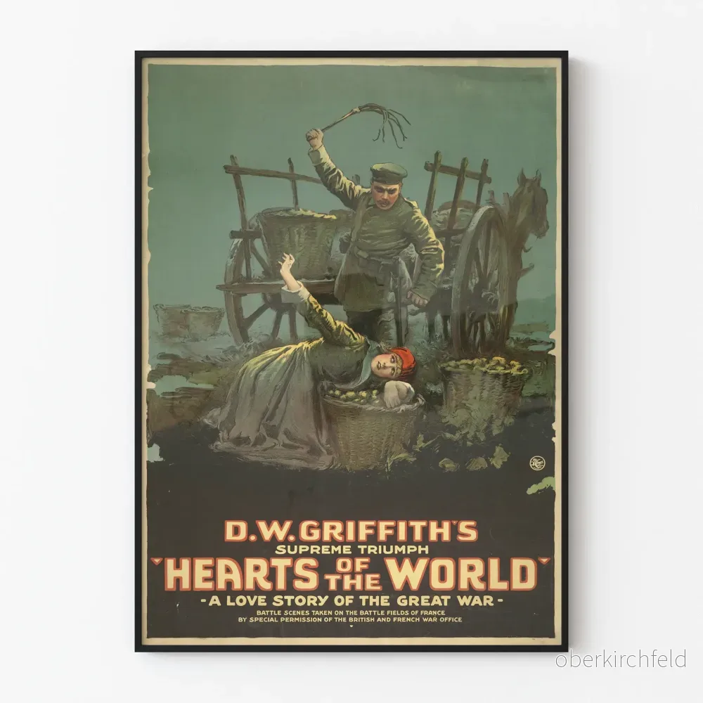 Vintageposter Hearts of the World - Historisk filmväggdekoration