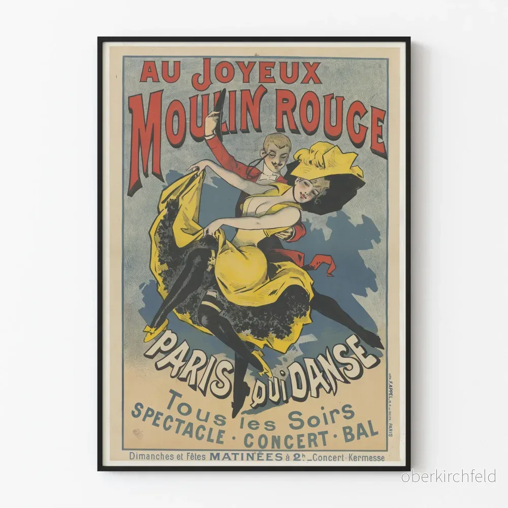 Vintageposter Moulin Rouge Paris som Dansar – Konstnärlig Väggdekoration